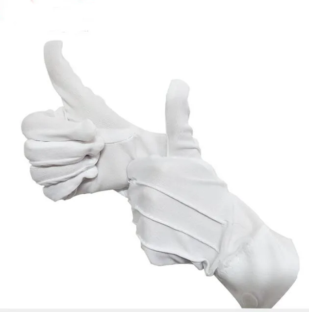 1 пара, белые, Полиэстеровые, хлопковые, с тремя лентами, с пряжкой, военные перчатки, утолщенный этикет, командные перчатки