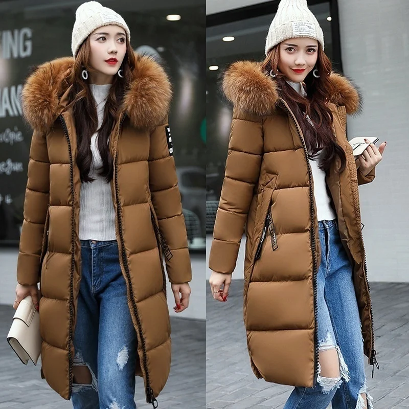 

2018 New Plus Size Women Winter Long Warm Coat Faux Fur Hoodies Parkas Woman Wadded Down Jackets Cotton Clothing Christmas Gifts