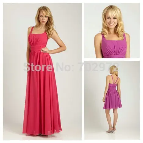 Utterly Dream Ruffle Water Melon and Light Purple Chiffon Spaghetti Strap Bridesmaid Dress |