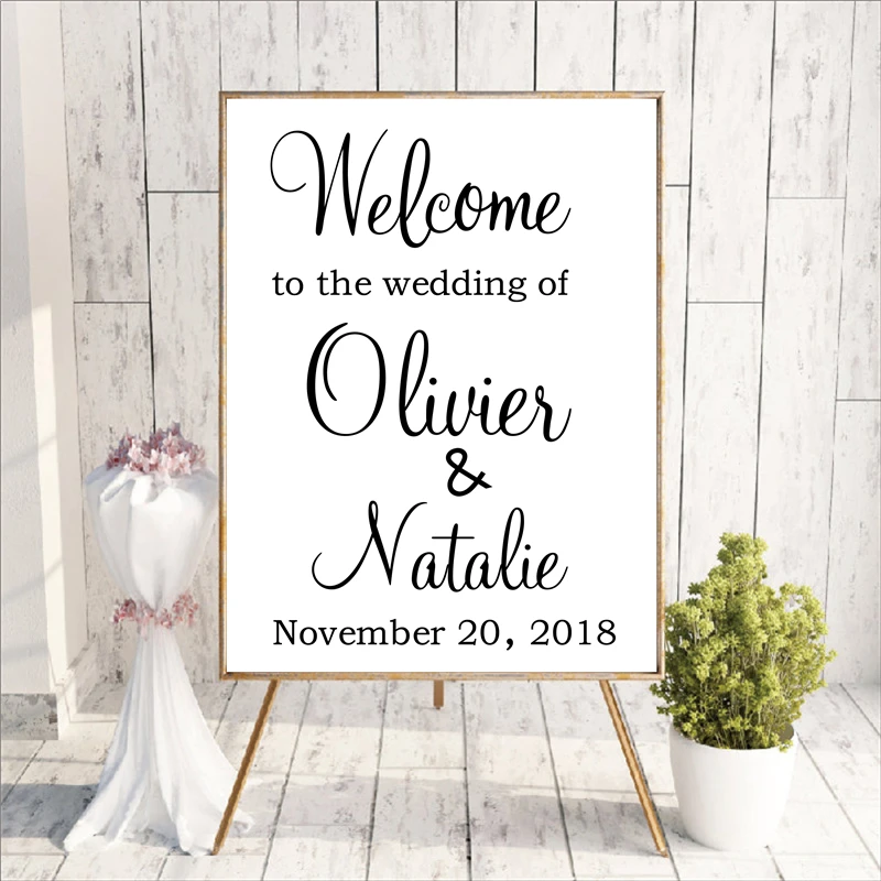 Personalised Wedding Welcome Sign Decal Sticker, Wedding Reception Vinyl Removable Waterproof Welcome Sign Decal