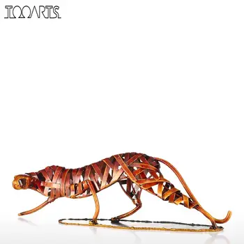 

Tooarts Metal Sculpture Weaving Leopard Iron Sculpture Home Decoration Crafts Animal Sculpture Artwork For Home Office