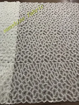

White beaded french tulle lace fabric high quality embroidery African lace fabric net 2018 for wedding dresses sewing