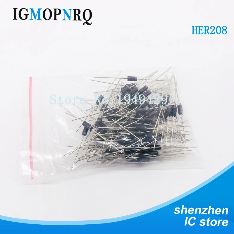 

100PCS/Lot New Original HER208 her208 Rectifier Diode 2A 1000V DIP Wholesale Electronic