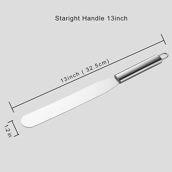 Торт для крема шпатель 11/13/15 дюймов Нержавеющая сталь для масло помадка, кондитерские изделия гладкой шпатель кухонные инструменты для украшения выпечки, торта - Цвет: 13 inch straight