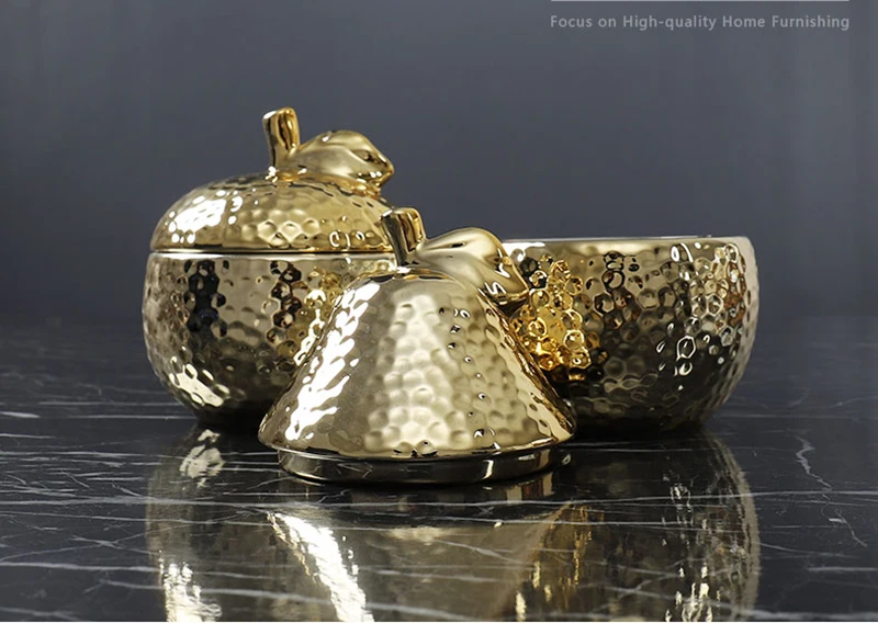Ceramic Sealing Jar Gold Pineapple Food Container Kitchen Storage Tank Tea Sugar Electroplate Candy Cookie Bottles Organization