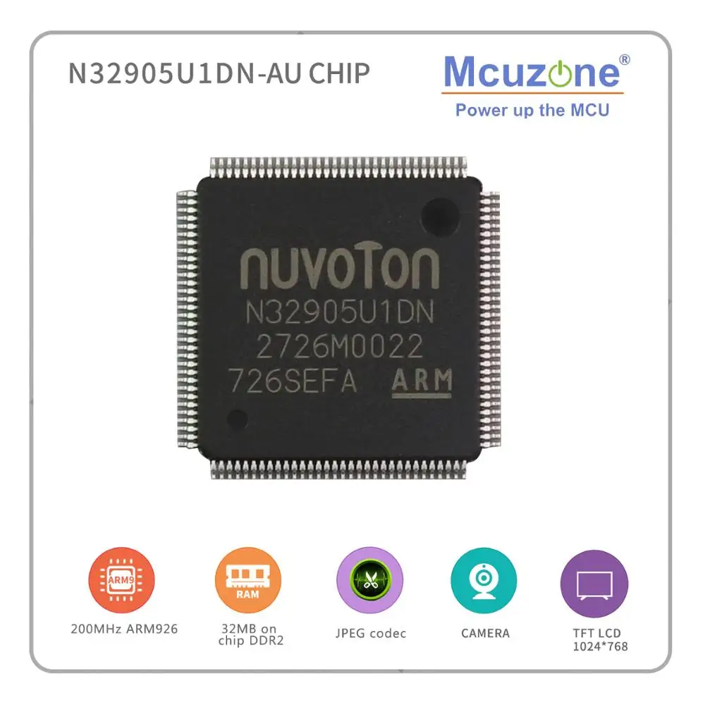 N32905U1DN NUVOTON ARM926 ядро на основе Soc с чипом 32MB DDR USB LCDC CMOS интерфейсом JPEG codec QFP128|soc| |