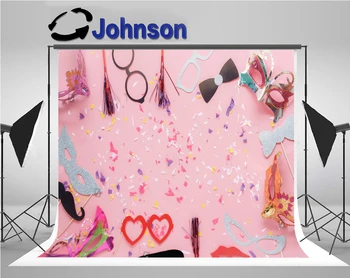 

wall background Vinyl cloth High quality Computer print Carnival Flat Lay Objects Rustic Pink Office Desk backdrop