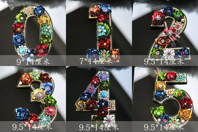 

0-9 Colorful Digital Pattern Large Clothes Decorative Patches,Men and women Jeans Hand-sewn cloth stickers,1PCS/lot