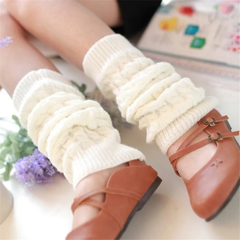1 pairs Women Fashion Sock Women Winter Warm Leg Warmers Knitted Crochet Long Socks Comfortable new sports Socks #3O14 (9)