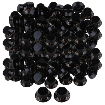 

Yibuy 80x Black Guitar Hat Speed Control Knobs Replacement with Gold Number