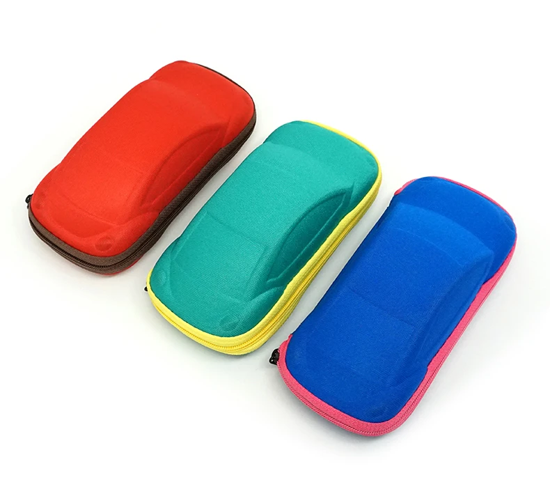1 (12)MINIMUN Kids Car Shape Sunglasses Cases Lovely Zipper Glasses Box Eyeglasses Protector Convenient Sun Glasses Cases