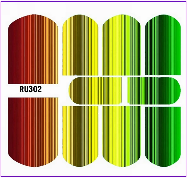 Наклейка на ногти водная наклейка слайдер Радуга серийный в полоску цветной росы водяной шар RU301-306 - Цвет: RU302