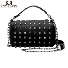 Sac pochette femme Femmes Mode Rivet Messenger Sac PU Sac En Cuir Casual Dames Sac À Main Punk Baguettle 2016 Nouveau Arrivel