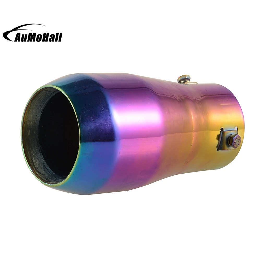 Colorful Purple Chrome Car Stainless Steel Round Tail Muffler Tip Pipe font b Automobile b font