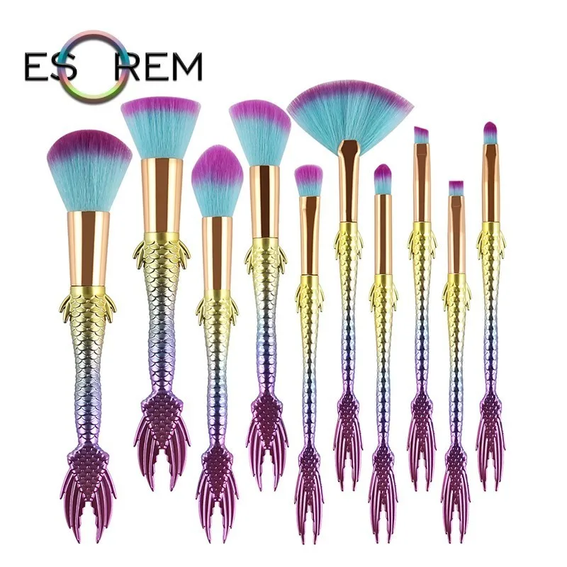 

ESOREM Makeup Brushes Set Professional 10pcs Perlage Gradient Handle Tapered Highlight Contour Brush Brochas Maquillaje 062601