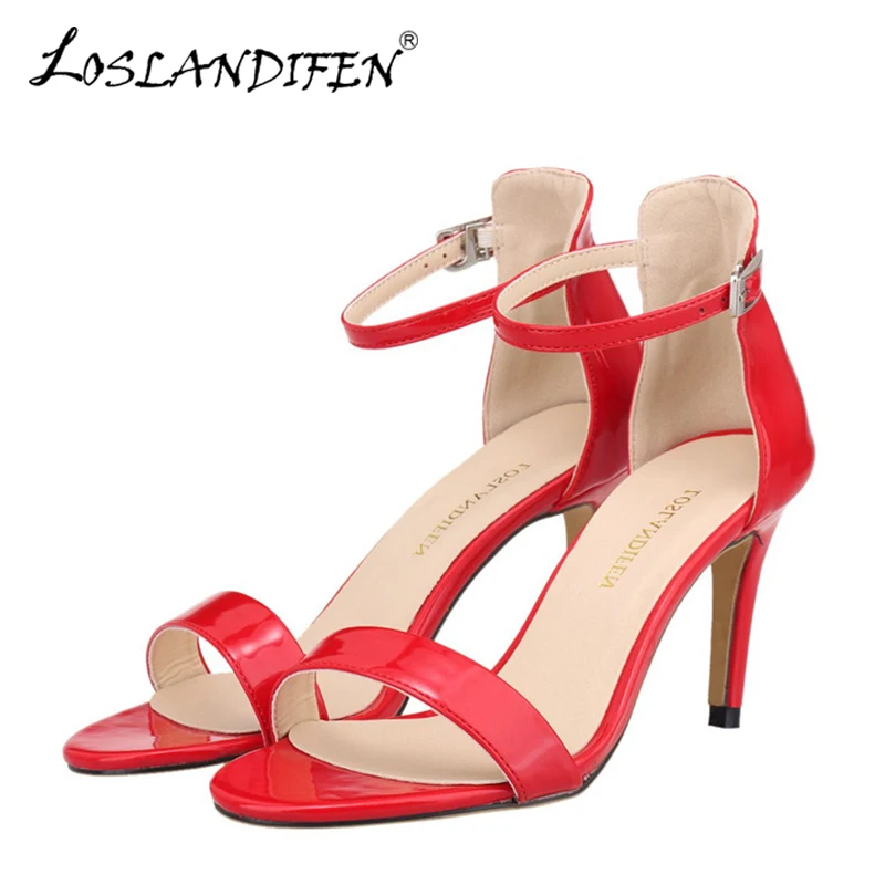 open toe sandal heels loslandifen new ankle sandals casual patent open toe sandal heels loslandifen new ankle sandals casual patent