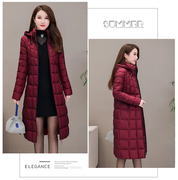 New Winter Jackets Women Plus Size 4XL Casual Hooded Warm Cotton Padded Coat Female Long Down Jacket Women Parkas Outerwear