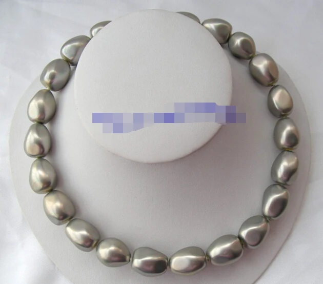 

FREE SHIPPING>>>@@ > N2860 stunning big 20mm gray baroque south sea shell pearls necklace