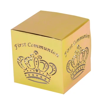 

5cm Sweet Box Imperial Crown New Design Laser Cut First Communion Baptism Favor Boxes