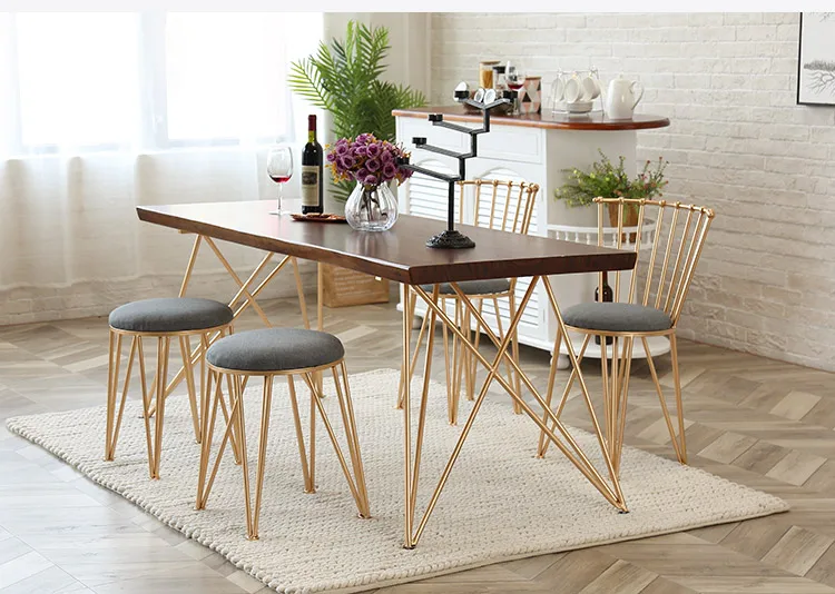 New Nordic creative dining chair personality simple modern golden chair casual restaurant metal dressing stool office chair