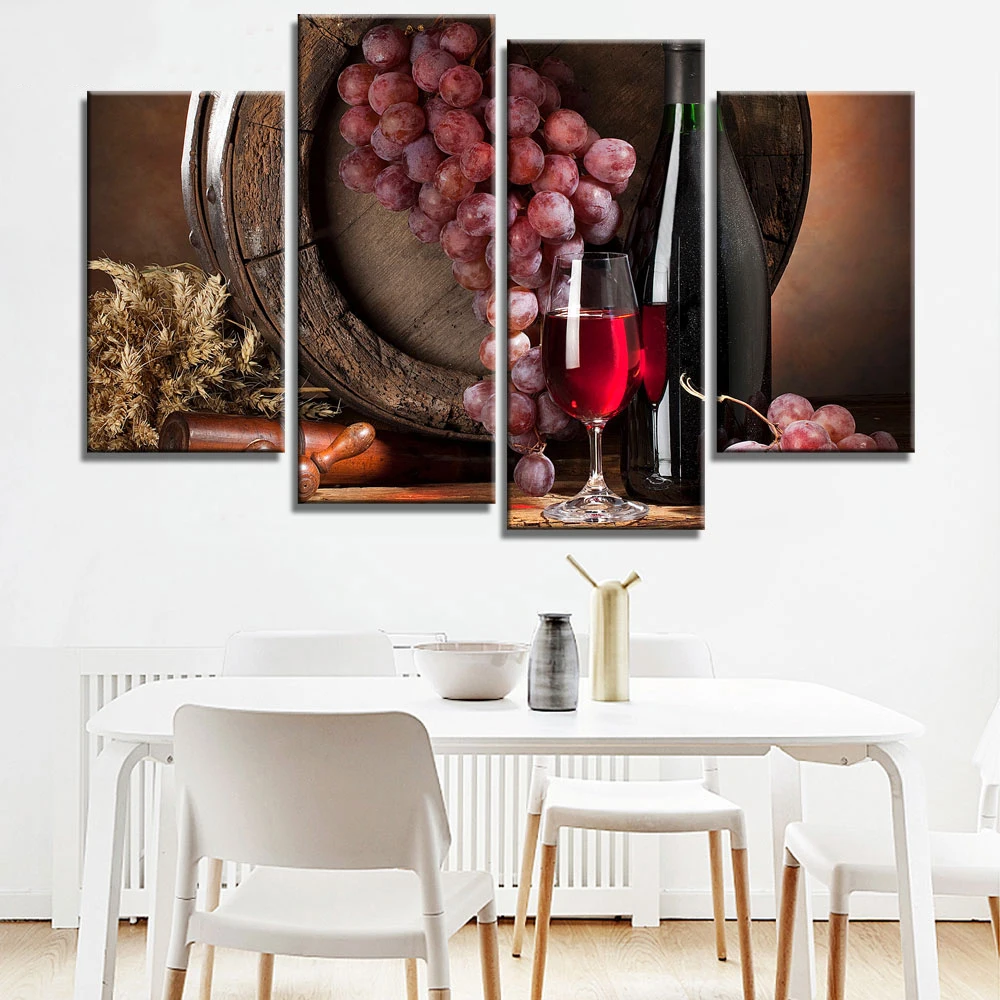 Еда черно-белое пиво кофе винные плакаты принт Скандинавская кухня комната стены искусства картина домашний декор цветная живопись 4 шт - Цвет: Синий