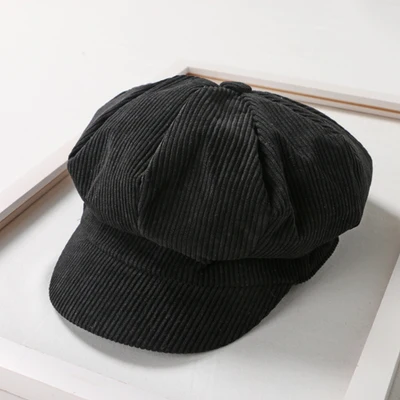 MAXSITI U Вельветовая anise newsboy Кепка Ретро литературная Женская snapback Кепка шляпа для отдыха аксессуары - Цвет: black