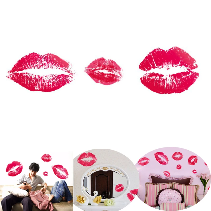 Creative Red Lips Bedroom Removable Wall Stickers Window Treatments