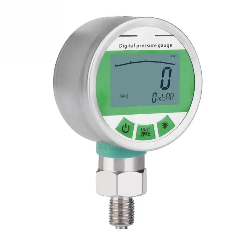 

Hydraulic Pressure Gauge Digital Stainless Steel 100~0Kpa Pressure Gauge W/ 1/4 Connector Pressure Tester Meter Measuring Tool