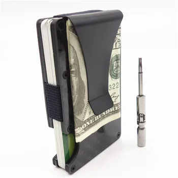 

2017 New Metal Mini Carbon Fiber Men ID Credit Card Holder Business Card Case Rfid Wallet