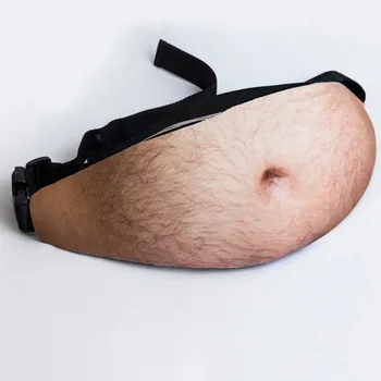 

Fanny Pack Dad Bag Interesting Pack Fake Beer Belly Zipper Waist Bag Traveling Bag with Adjustable Belt