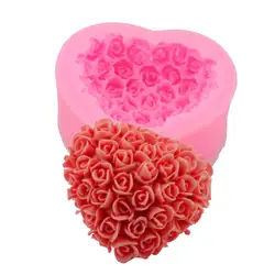 Любовь Сердце розы формы Силиконовые мыло ручной работы формы свеча полимерной глины плесень торт шоколадный фондан выпечки пудинг формы