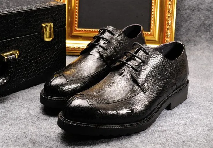 Для мужчин резные кожаные ботинки бизнес Для мужчин из кожи с натуральным лицевым покрытием обувь ручной работы с круглым носком на шнуровке всесезонные Для мужчин обувь - Цвет: Черный