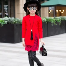 2016 female child autumn one-piece dress child long-sleeve sweater dress children’s clothing big boy knitted outerwear clothes