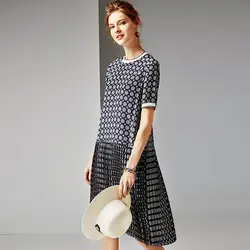 100% шелк платье Для женщин с дизайнерскими складками с круглым вырезом короткий рукав заниженной талией Класс ткань повседневные платья
