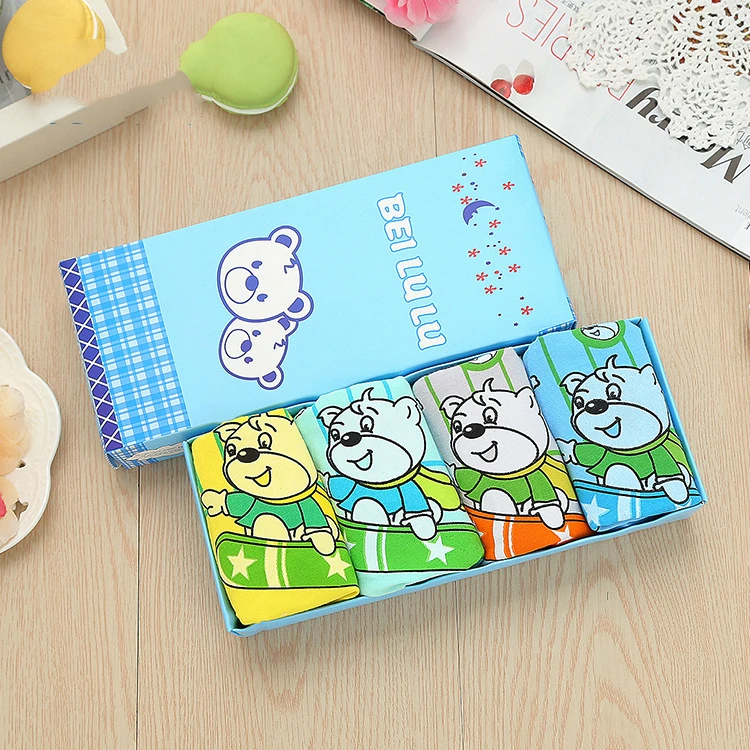 

4 Pcs/lot Boys Underwear Children Cartoon Animal Print Cotton Panties Boxer Briefs Shorts Toddler Kids Bottoms 2019 New