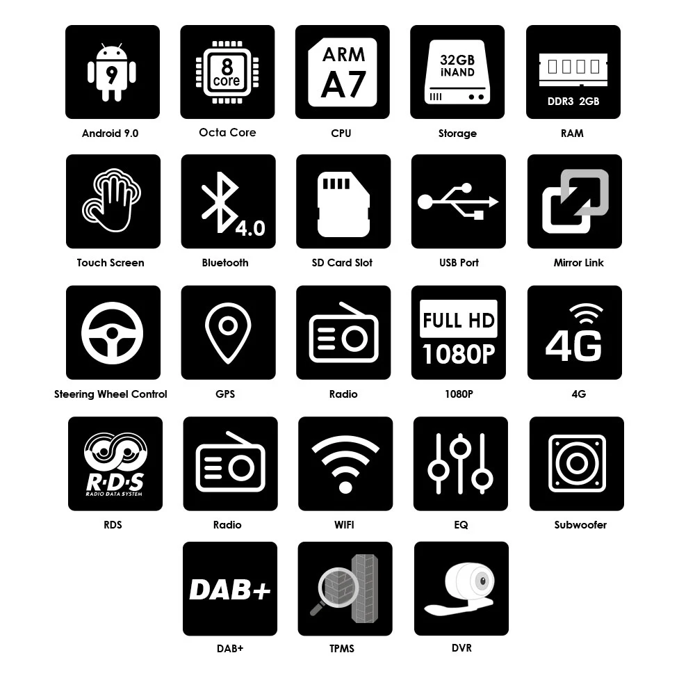 2 Din 7 дюймов, Восьмиядерный, Универсальный Android 9,0, 2 Гб ОЗУ, 32 Гб ПЗУ, автомобильное радио, стерео, gps навигация, WiFi, 1024*600, сенсорный экран, 2din, автомобильный ПК