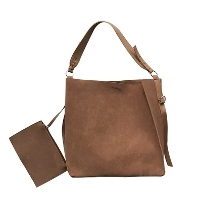 Брендовая новая женская сумка на плечо из искусственной замши, Женская Повседневная сумка из нубука, сумка-хобо, сумка-мешок