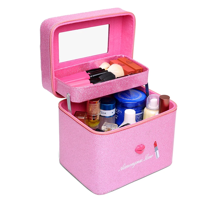 

New Women Large Capacity Makeup Bag Girl Cosmetic Case High Quality Pu Leather Female Make Up Box Luxury Fashion Travel Wash Bag