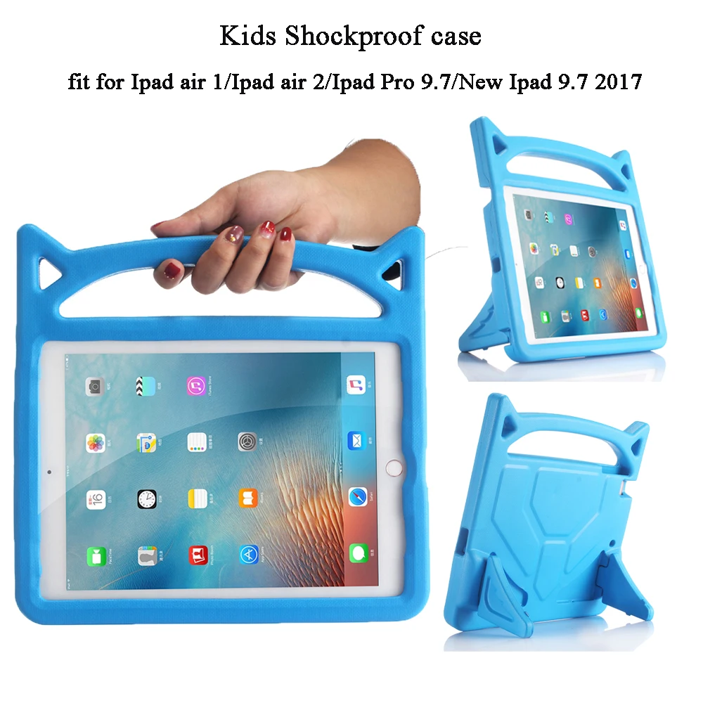 

Safe Kid Shockproof Protective Cover Case for iPad Air 1/2 EVA Carrying Handle Stand Coque for New Ipad 9.7 2017+Pen gift