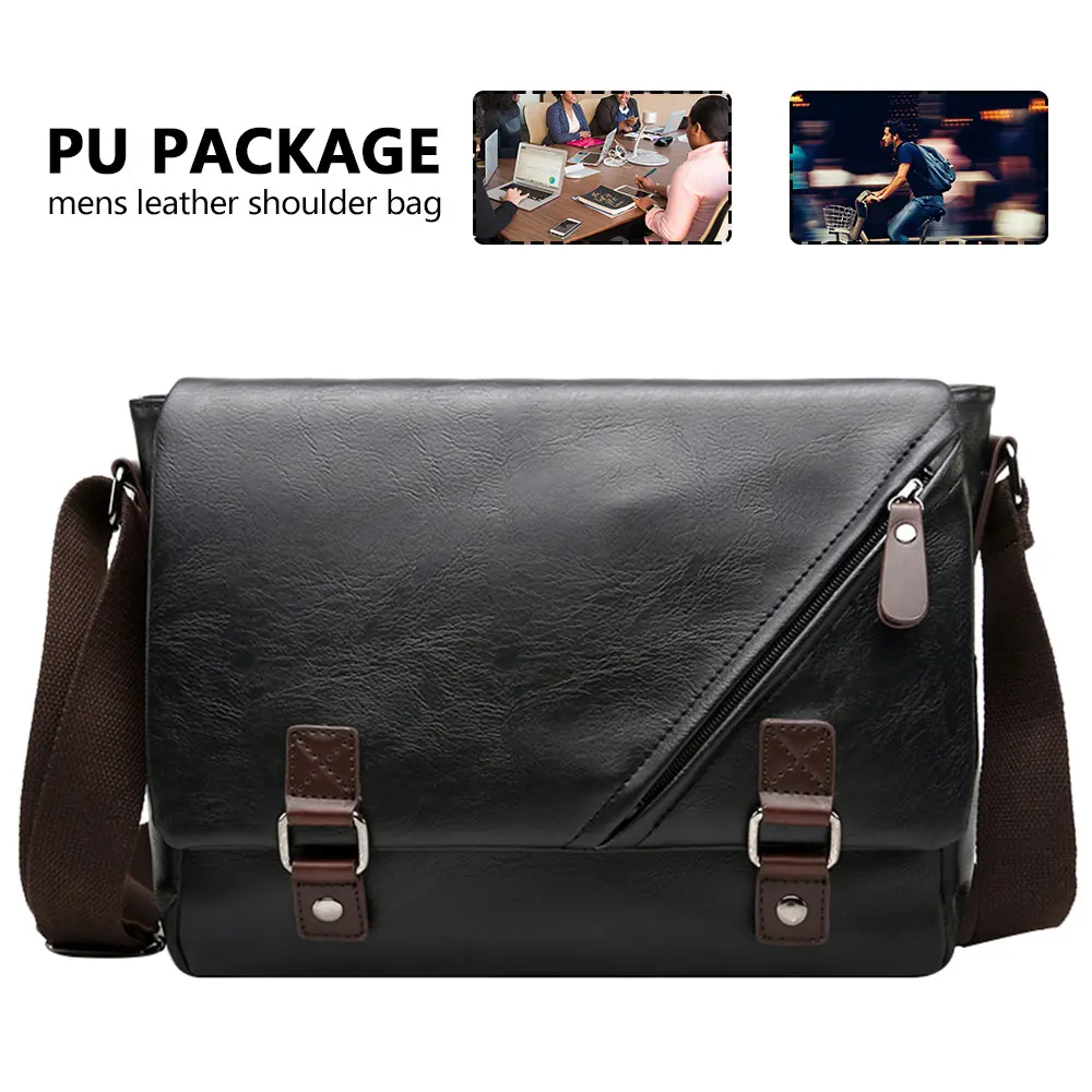 

Men's Briefcase PU Leather Business Handbag Laptop Casual Large Shoulder Bag Vintage Messenger Luxury Bags