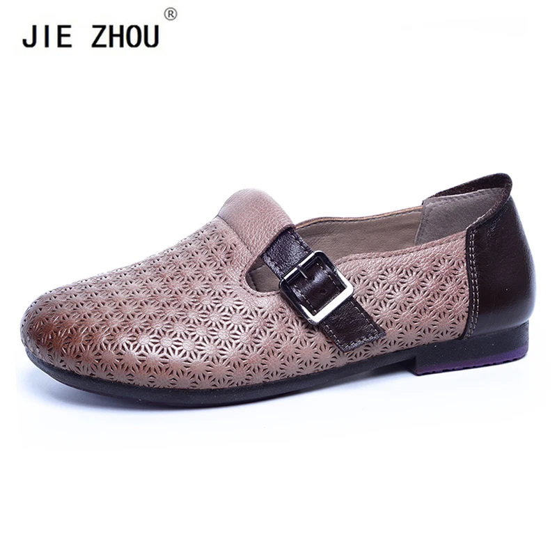 

Fashion Shoes Woman Genuine Leather Flats Retro Handmade Casual Shoes Women Loafers Moccasin Slip-On Ladies Shoes
