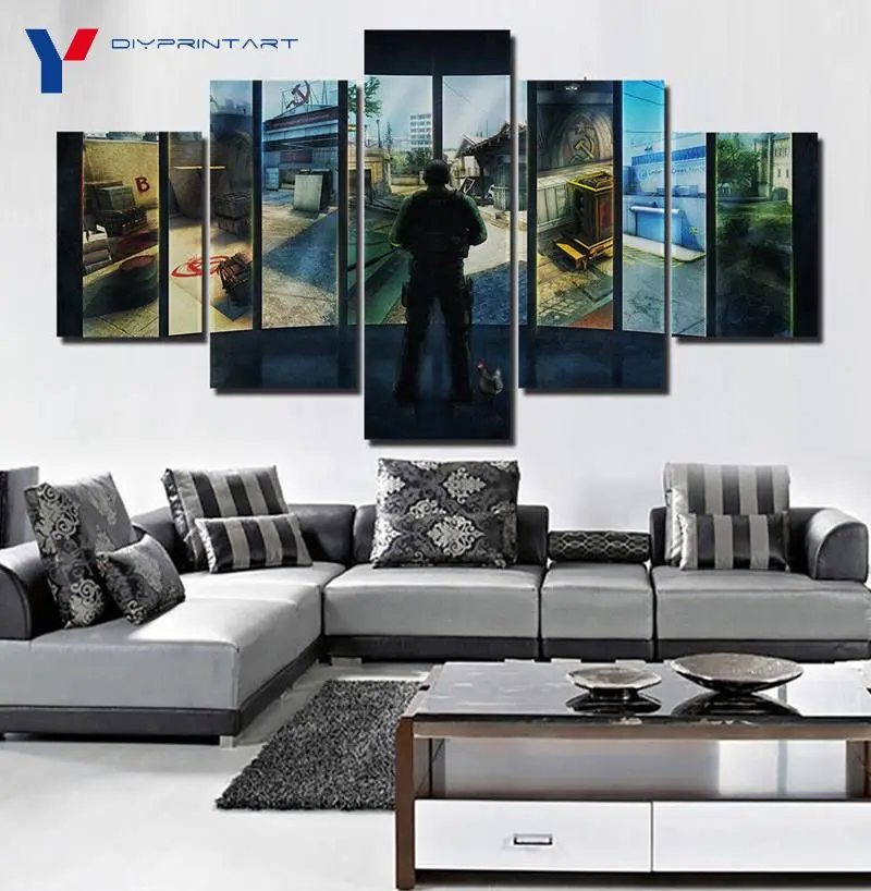 Game Cs Go Counter Strike 5 Pieces Wall Art Paintings Living Room A0022