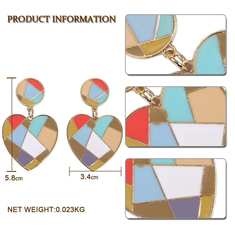 Dvacaman, цветные эмалированные серьги в форме сердца для женщин,, трендовые летние вечерние серьги-капли для девушек, свадебные корейские массивные ювелирные изделия