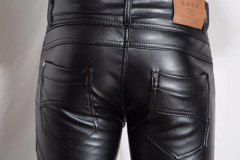 mens stretch leather pants