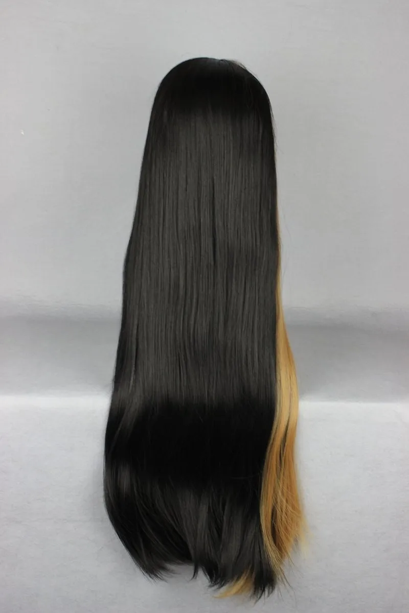 MCOSER 70 см длинные черные синтетические смешанные со светлыми прямыми термостойкими косплей парик высокотемпературные волокна волос WIG-456A