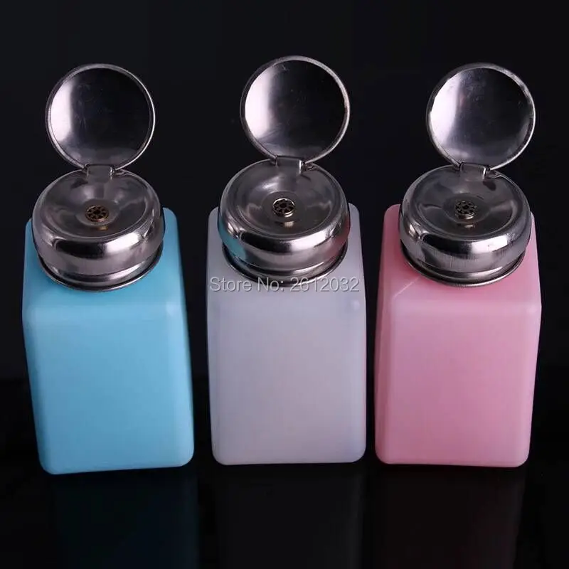 

200ML Portable Press Empty Refillable Bottle Liquid Alcohol Pump UV Gel Nail Polish Cleaner Acetone Water Remover Dispenser