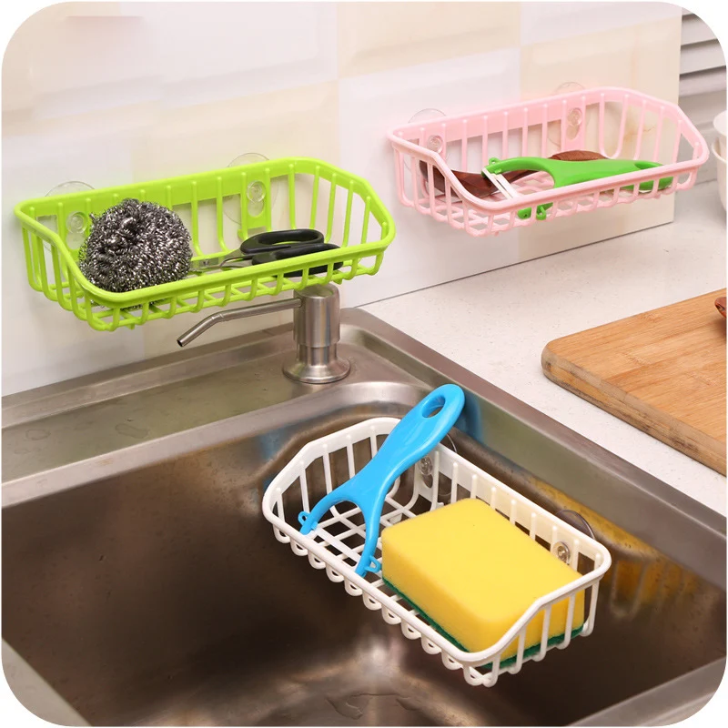 

Kitchen Sink Storage Basket Sponge Holder Bathroom Soap Comb Hanging Shelving Rack Drainer Faucet Storage Pail Shelves Organizer