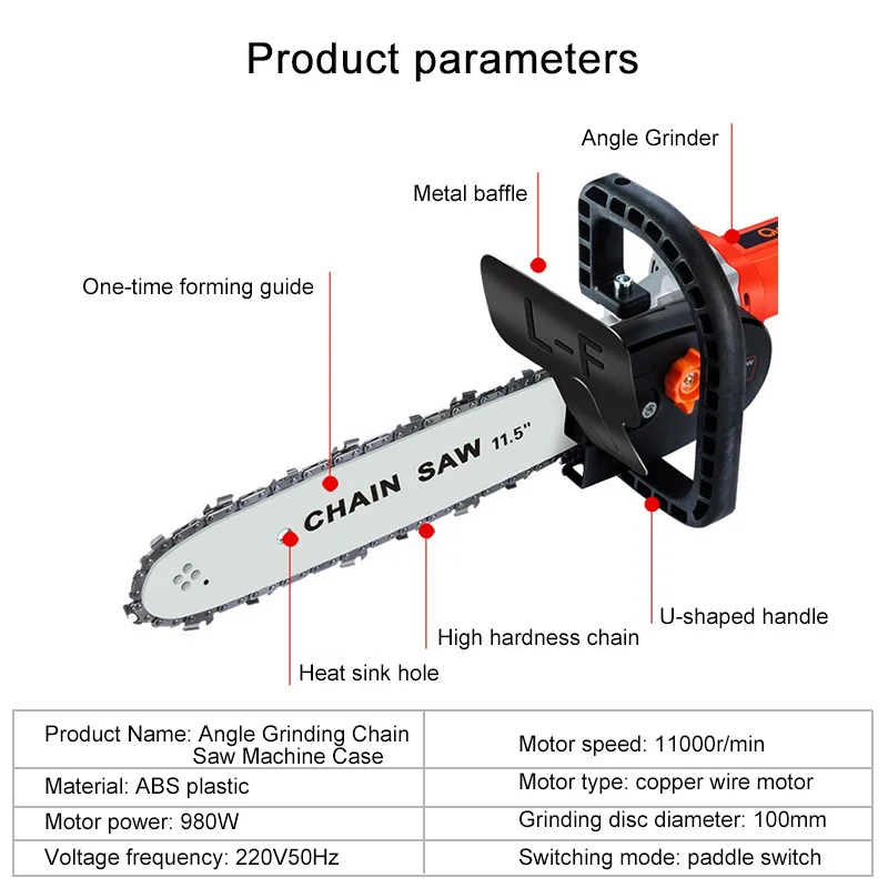 Drillpro обновление 11,5 дюймов кронштейн для цепной пилы изменен 100 125 150 Угловая шлифовальная машина M10/M14 в цепную пилу деревообрабатывающий инструмент