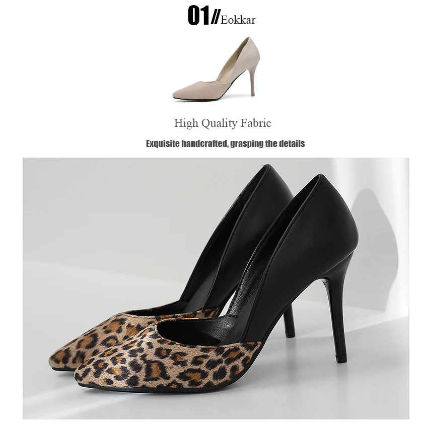 Eokkar/ женская обувь; вечерние туфли-лодочки; женские туфли-лодочки на тонком высоком каблуке с леопардовым принтом и острым носком; сексуальные женские туфли; большие размеры 34-45