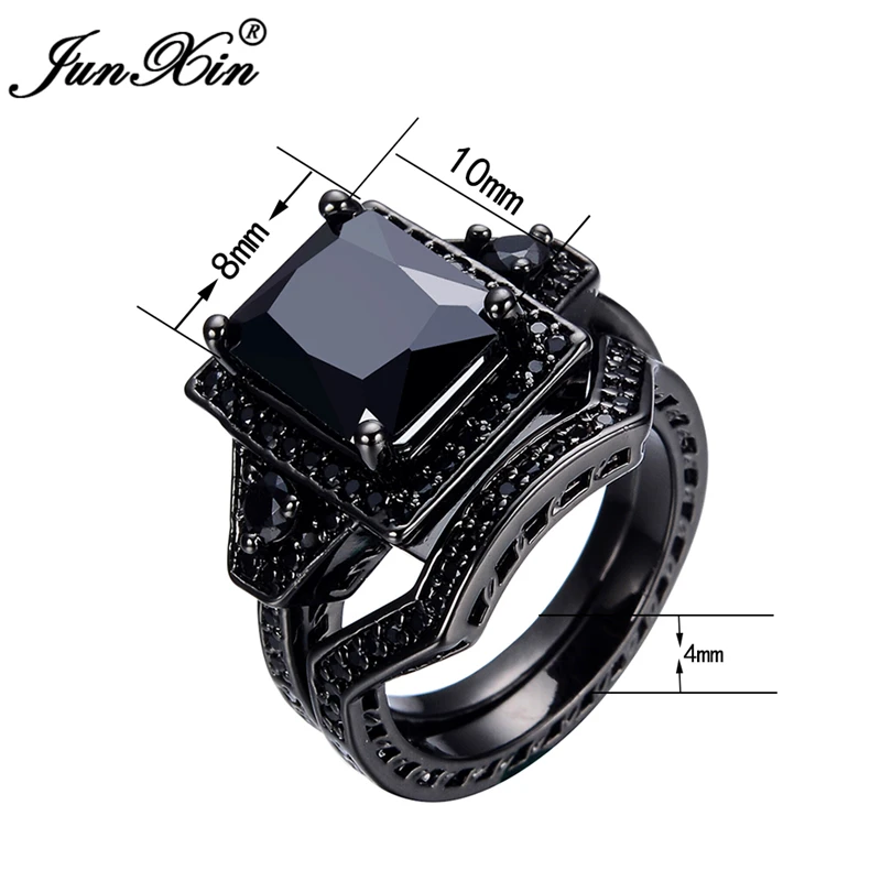 Год геометрические черные кольца наборы позолоченные Свадебные украшения Винтажные кольца для женщин женское кольцо